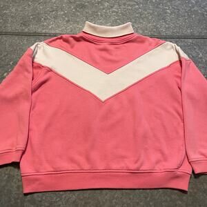 Vintage Pink White Chevron Stripe Sweatshirt Cheetah Mervyns Large Mock Neck Mom